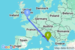 Map of the flight from London Luton to Naples