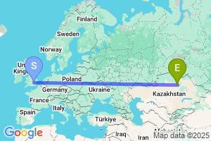 Map of the flight from London Luton to Astana