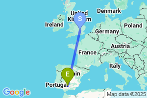 Map of the flight from London Luton to Cordoba