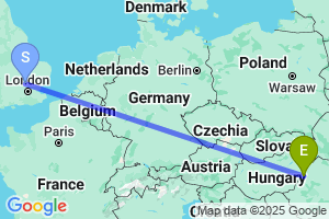 Map of the flight from London Luton to Oradea