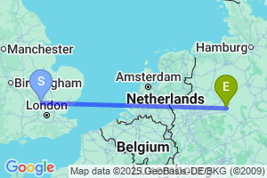 Map of the flight from London Luton to Paderborn