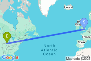 Map of the flight from London Luton to Greater Peoria