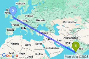 Map of the flight from London Luton to Pune