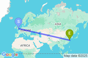 Map of the flight from London Luton to Shanghai Pudong