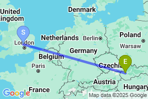 Map of the flight from London Luton to Piestany
