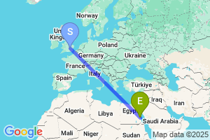 Map of the flight from London Luton to Marsa Allam