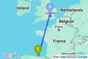 Map of the flight from London Luton to Santander