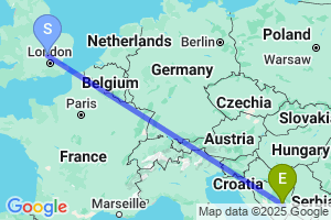 Map of the flight from London Luton to Sarajevo