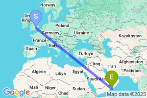 Map of the flight from London Luton to Salalah