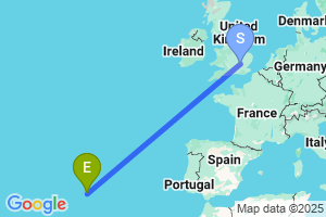 Map of the flight from London Luton to Santa Maria