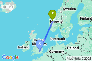 Map of the flight from London Luton to Sogndal Haukasen