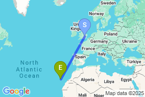 Map of the flight from London Luton to La Palma