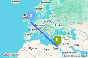 Map of the flight from London Luton to Giza