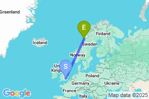 Map of the flight from London Luton to Sandnessjoen