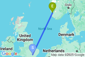 Map of the flight from London Luton to Stavanger