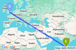 Map of the flight from London Luton to Salem