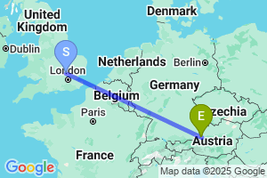 Map of the flight from London Luton to Salzburg