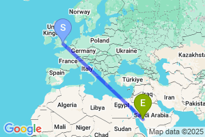 Map of the flight from London Luton to Taif