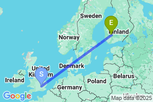 Map of the flight from London Luton to Tampere