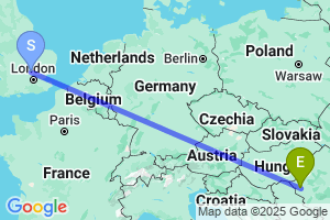 Map of the flight from London Luton to Timisoara