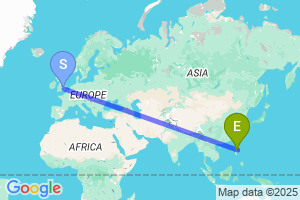 Map of the flight from London Luton to Tuguegarao
