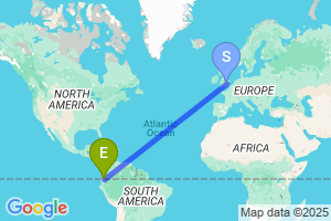 Map of the flight from London Luton to Quito