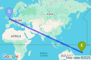 Map of the flight from London Luton to Port Vila