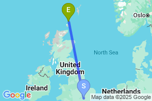 Map of the flight from London Luton to Westray