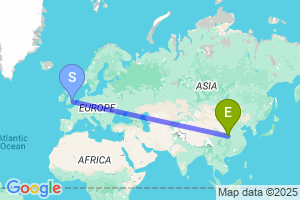 Map of the flight from London Luton to Xi An Xianyang