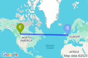 Map of the flight from London Luton to Edmonton International