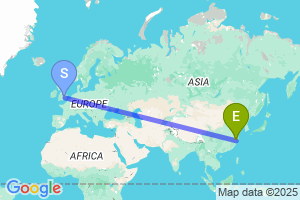 Map of the flight from London Luton to Yiwu