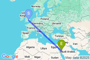 Map of the flight from London Luton to Yanbu