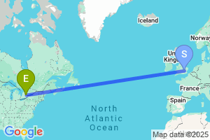 Map of the flight from London Luton to Toronto Pearson International