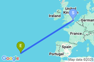 Map of the flight from London Southend to Horta