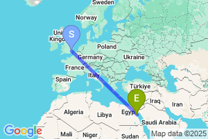 Map of the flight from London Southend to Hurghada