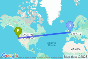 Map of the flight from London Southend to Medford