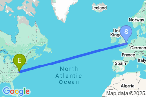 Map of the flight from London Southend to Norfolk
