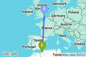 Map of the flight from London Southend to Ben Bella