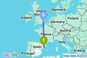 Map of the flight from London Southend to Reus