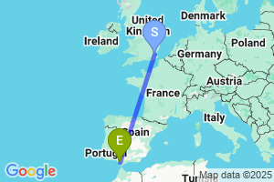 Map of the flight from London Southend to Jerez