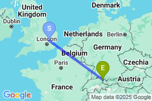 Map of the flight from London Stansted to Altenrhein