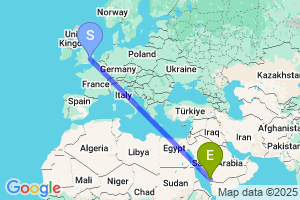 Map of the flight from London Stansted to Abha