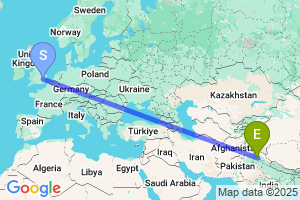 Map of the flight from London Stansted to Adampur
