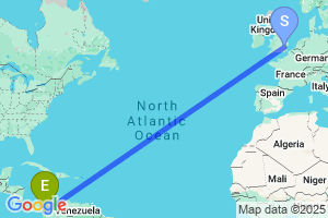 Map of the flight from London Stansted to Apartado