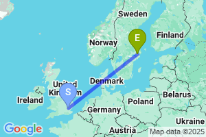 Map of the flight from London Stansted to Stockholm Arlanda