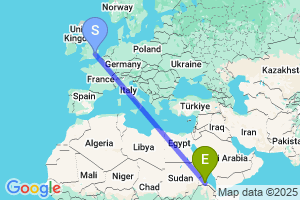 Map of the flight from London Stansted to Asmara