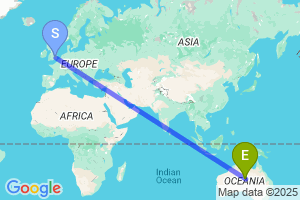 Map of the flight from London Stansted to Alice Springs