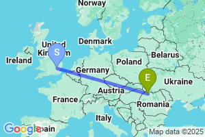 Map of the flight from London Stansted to Baia Mare