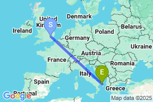 Map of the flight from London Stansted to Brindisi