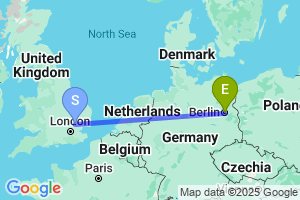 Map of the flight from London Stansted to Berlin